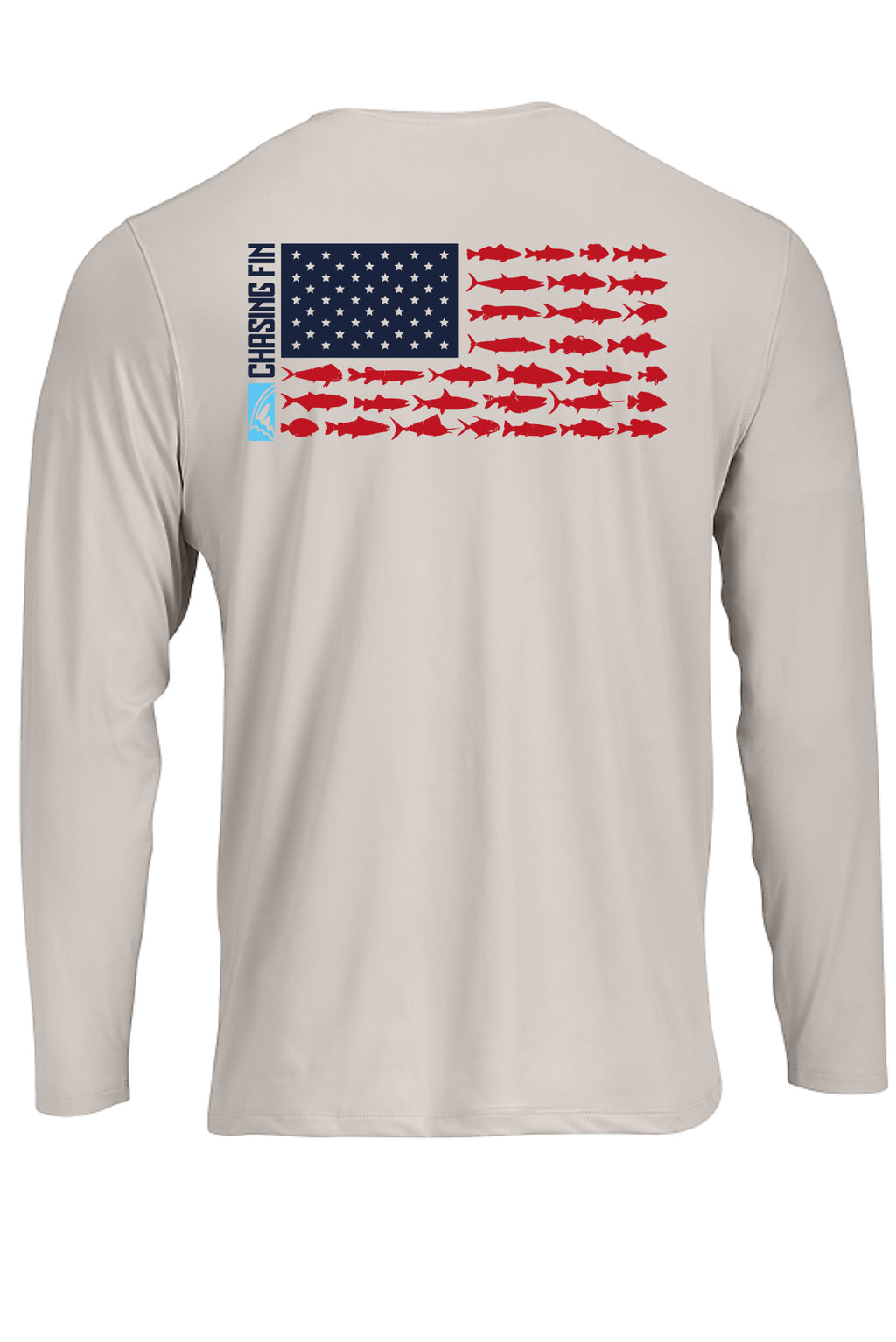 New Edition Chasing Fin's American Fish Flag Performance Patriotic Shirt Long Sleeve