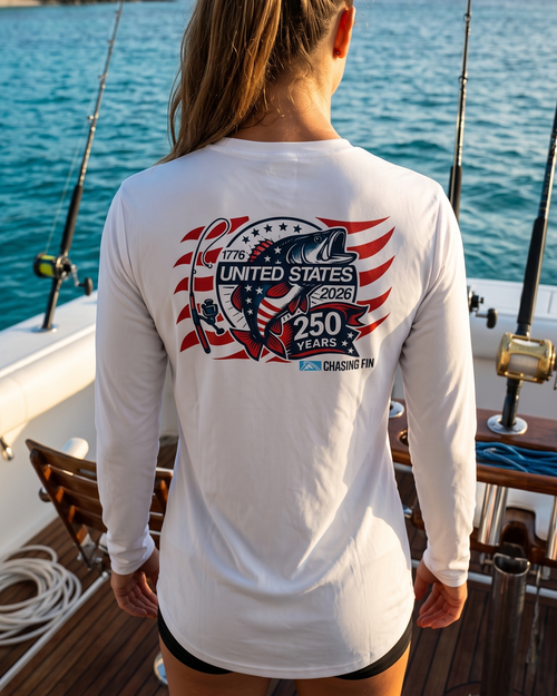250th Anniversary Spinning Rod Ladies Long Islander Performance Long Sleeve Shirt
