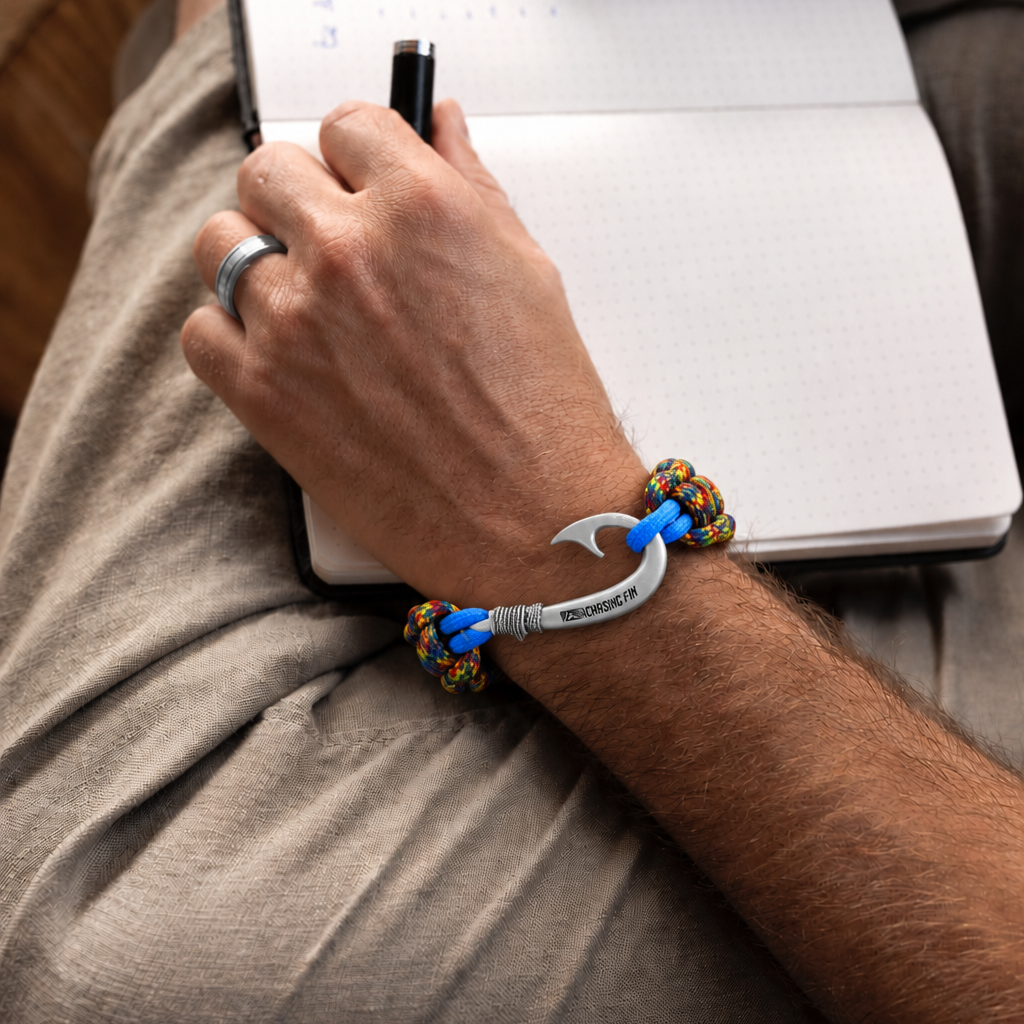 Autism Awareness Braid Fish Hook Bracelet -Glow in the Dark
