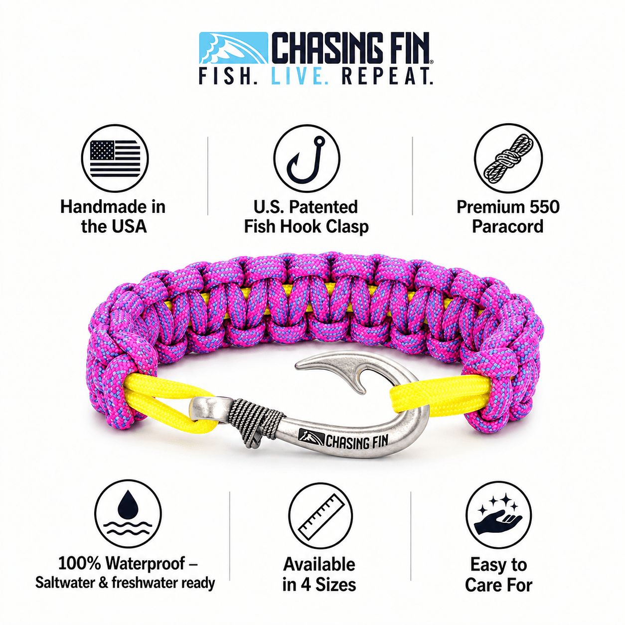 Royal Gramma Cobra Braid Fish Hook Bracelet- Glow in the dark.