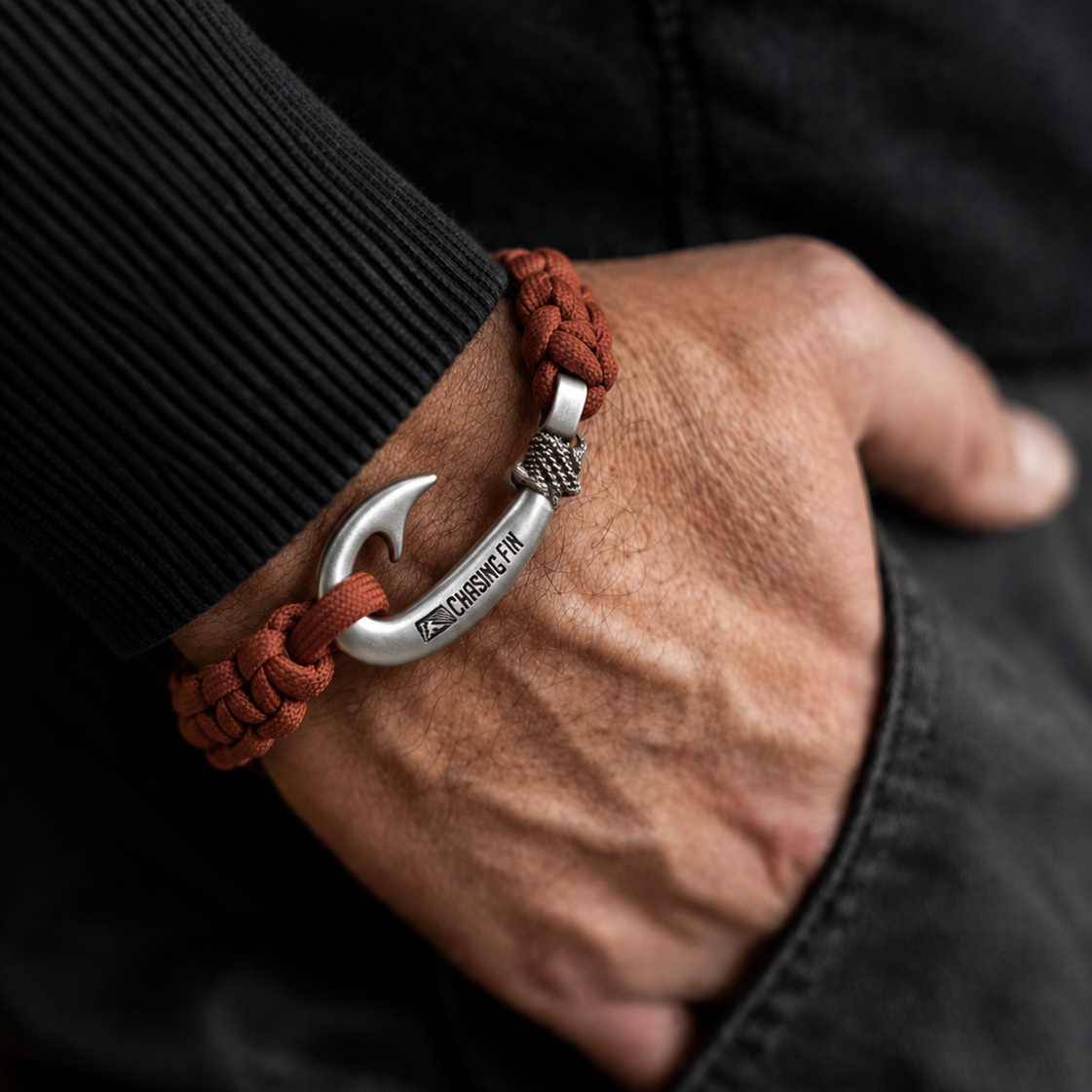 Rust Cobra Braid Fish Hook Bracelet