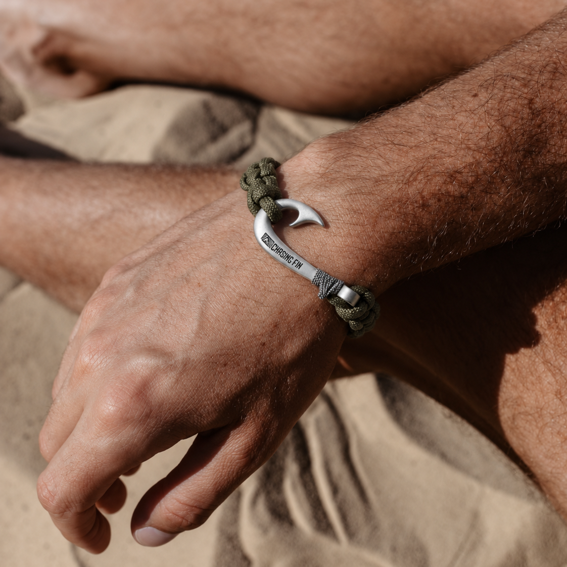 Moss Green Cobra Braid Fish Hook Bracelet