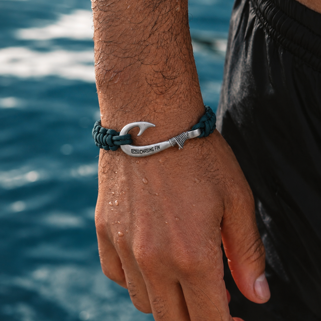 Hunter Green Cobra Braid Fish Hook Bracelet