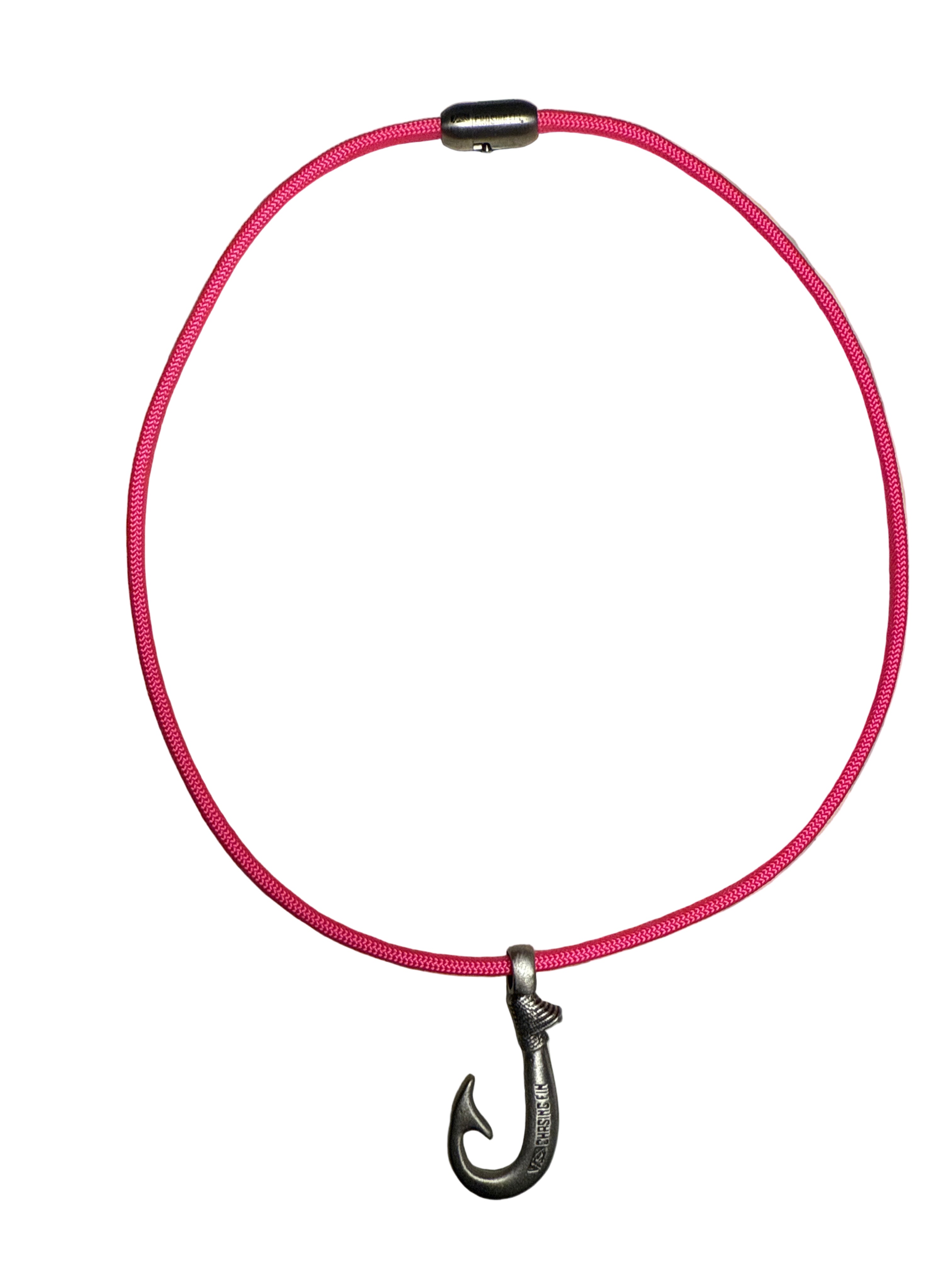 Chasing Fin Fish Hook 550 Paracord 20" Unisex Necklace with Lockable Magnetic Clasp