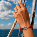 Red & Black Slim Cobra Braid Fish Hook Bracelet