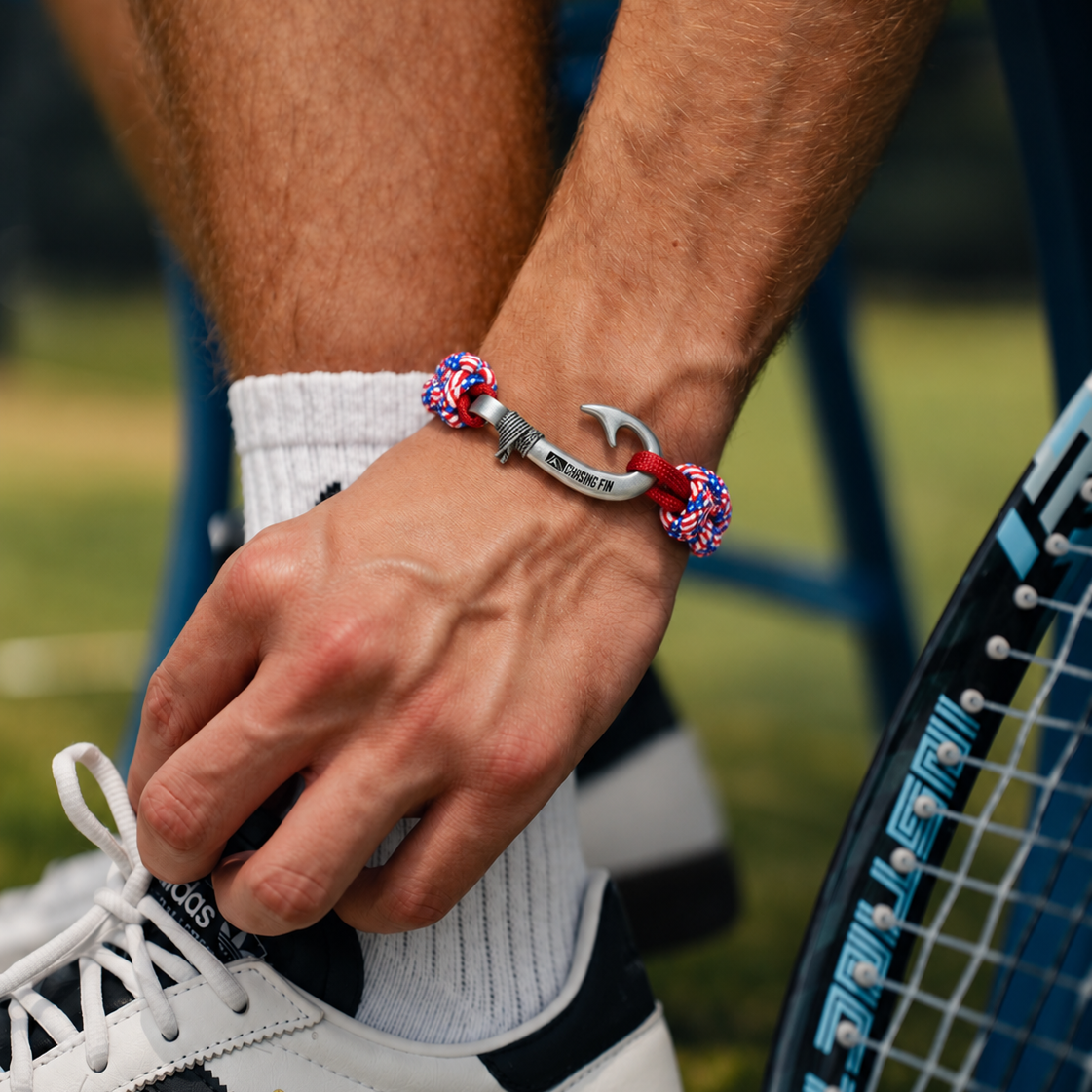 Stars & Stripes Cobra Braid Fish Hook Bracelet