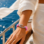 Pink & Navy Slim Cobra Braid Fish Hook Bracelet