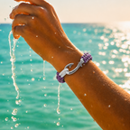Purple & Silver Slim Cobra Braid Fish Hook Bracelet