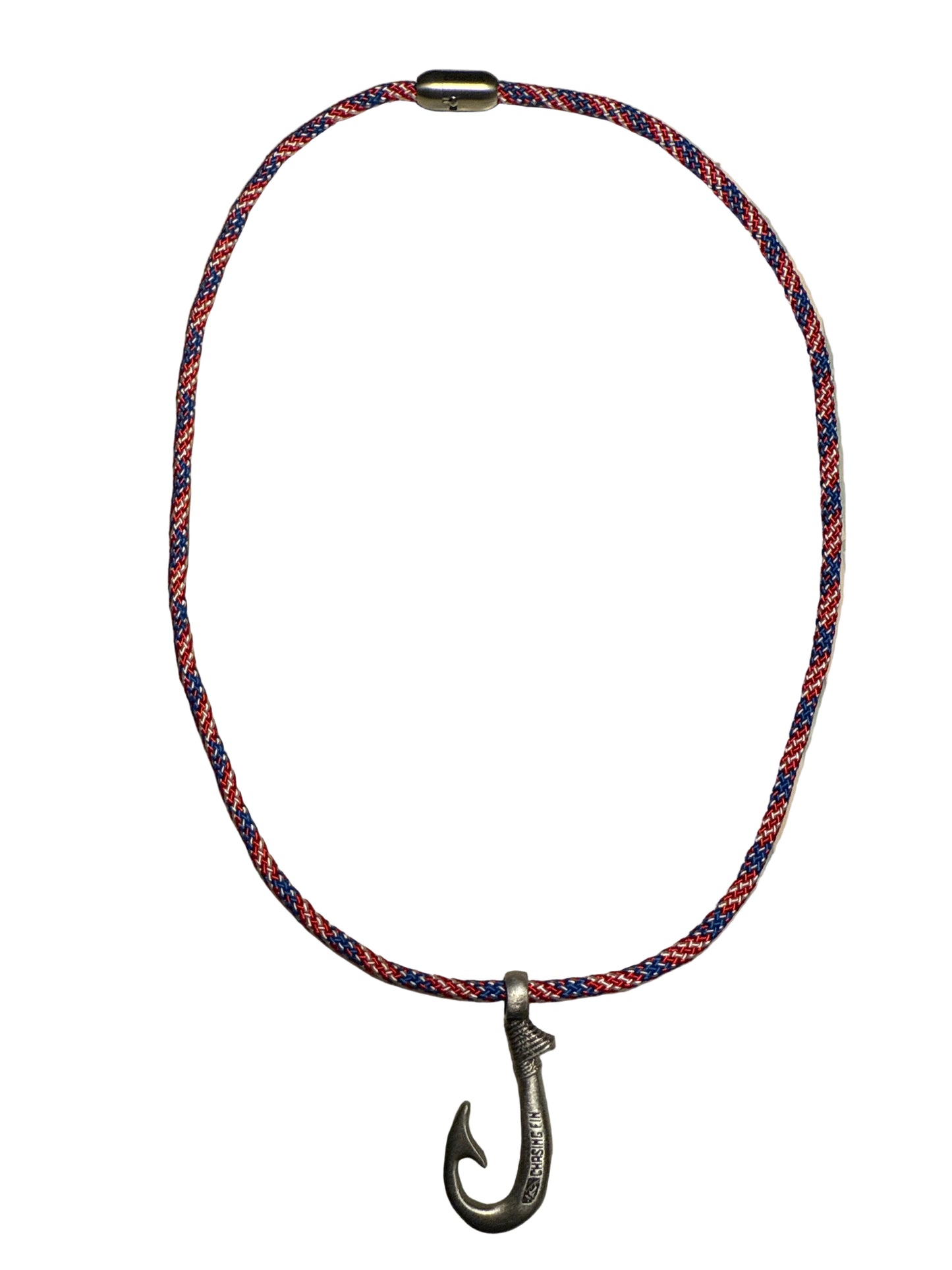 Chasing Fin Fish Hook 550 Paracord 20" Unisex Necklace with Lockable Magnetic Clasp