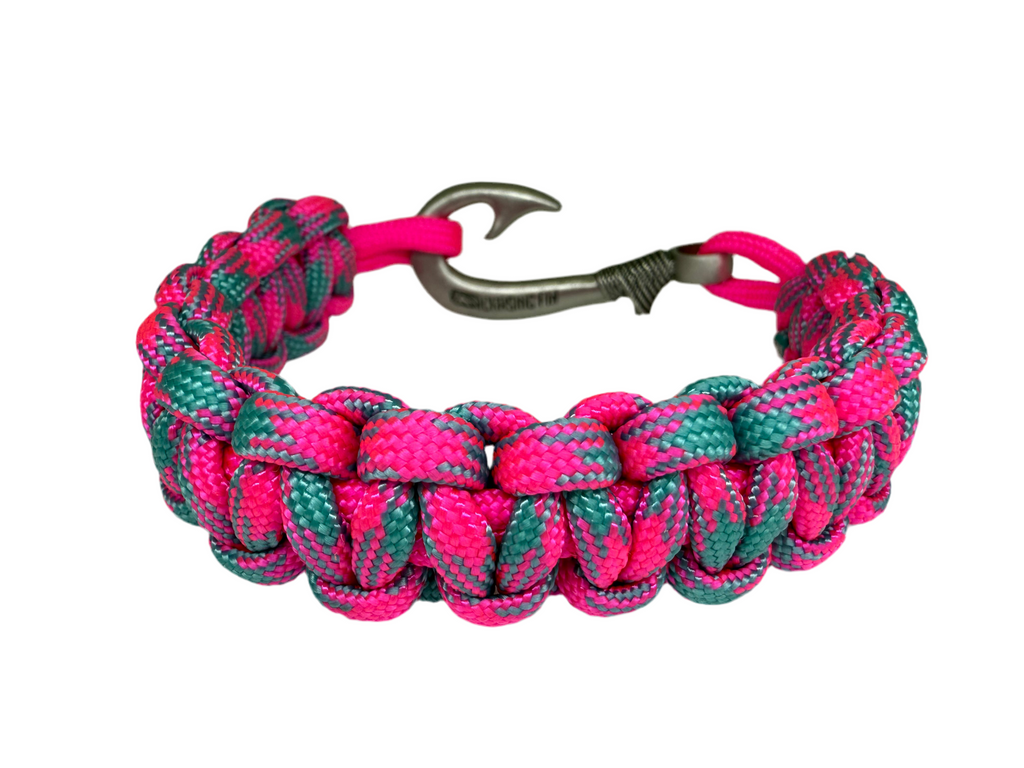 Rosy Reef Cobra Braid Fish Hook Bracelet-Glow in the Dark