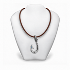 Aquamarine 950 Solid Silver Signature Hook Premium Leather Necklace  - Artisan Legacy™