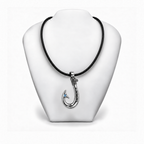 Aquamarine 950 Solid Silver Signature Hook Premium Leather Necklace  - Artisan Legacy™