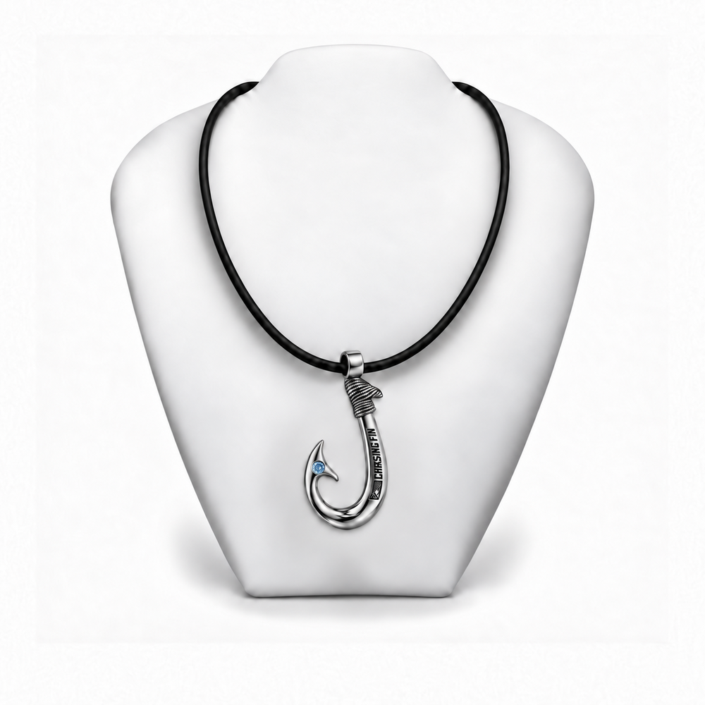 Aquamarine 950 Solid Silver Signature Hook Premium Leather Necklace  - Artisan Legacy™
