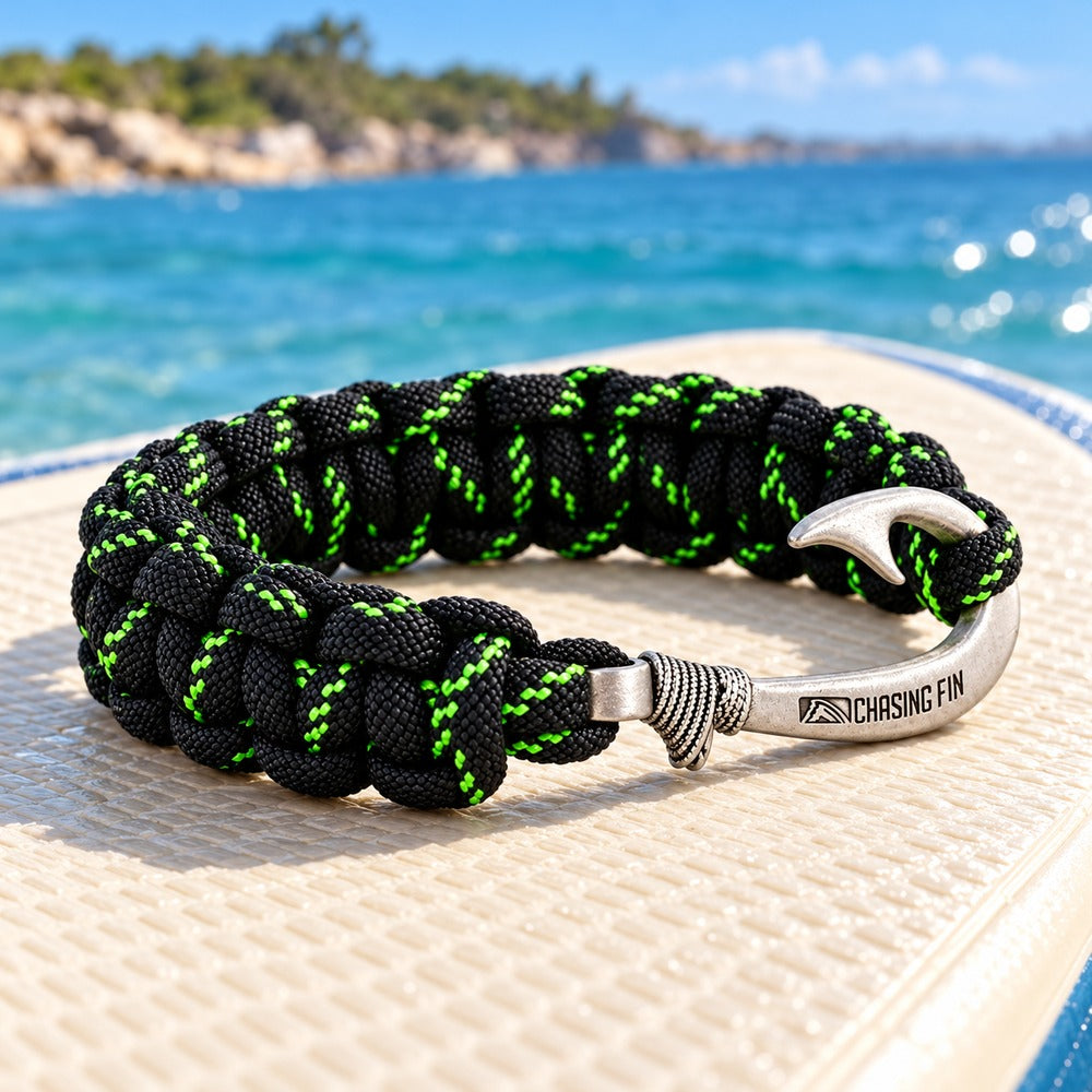 Armed Forces Cobra Braid Fish Hook Bracelet-Glow Under Black Light