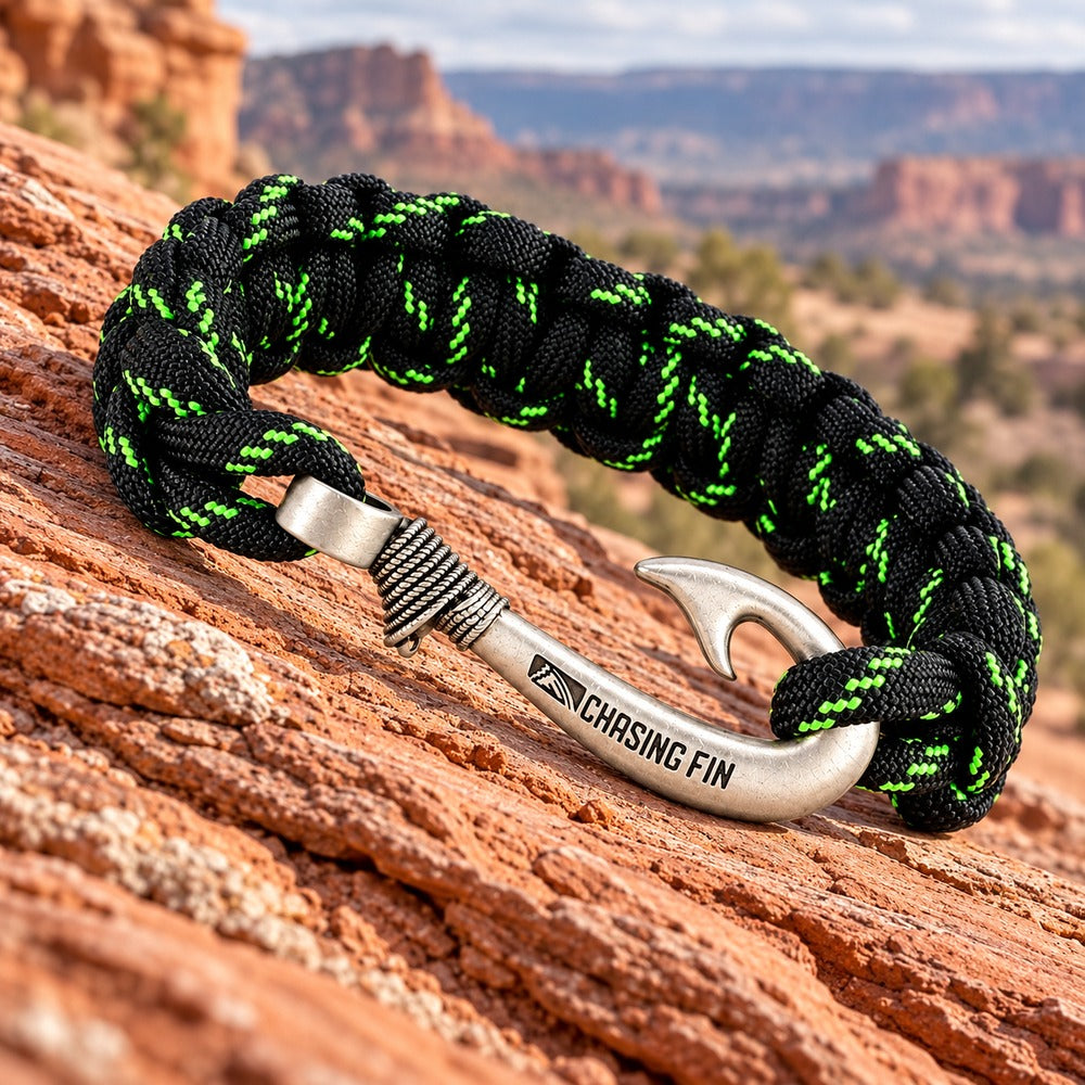 Armed Forces Cobra Braid Fish Hook Bracelet-Glow Under Black Light
