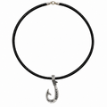 Artisan Legacy Collection Signature Hook with Genuine Leather Necklace – Handcrafted 950 Solid Silver