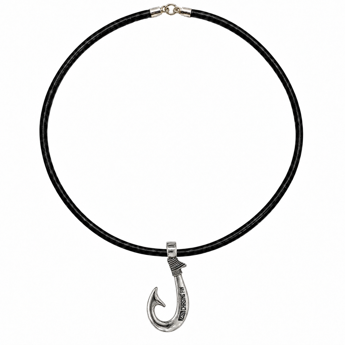 Artisan Legacy Collection Signature Hook with Genuine Leather Necklace – Handcrafted 950 Solid Silver
