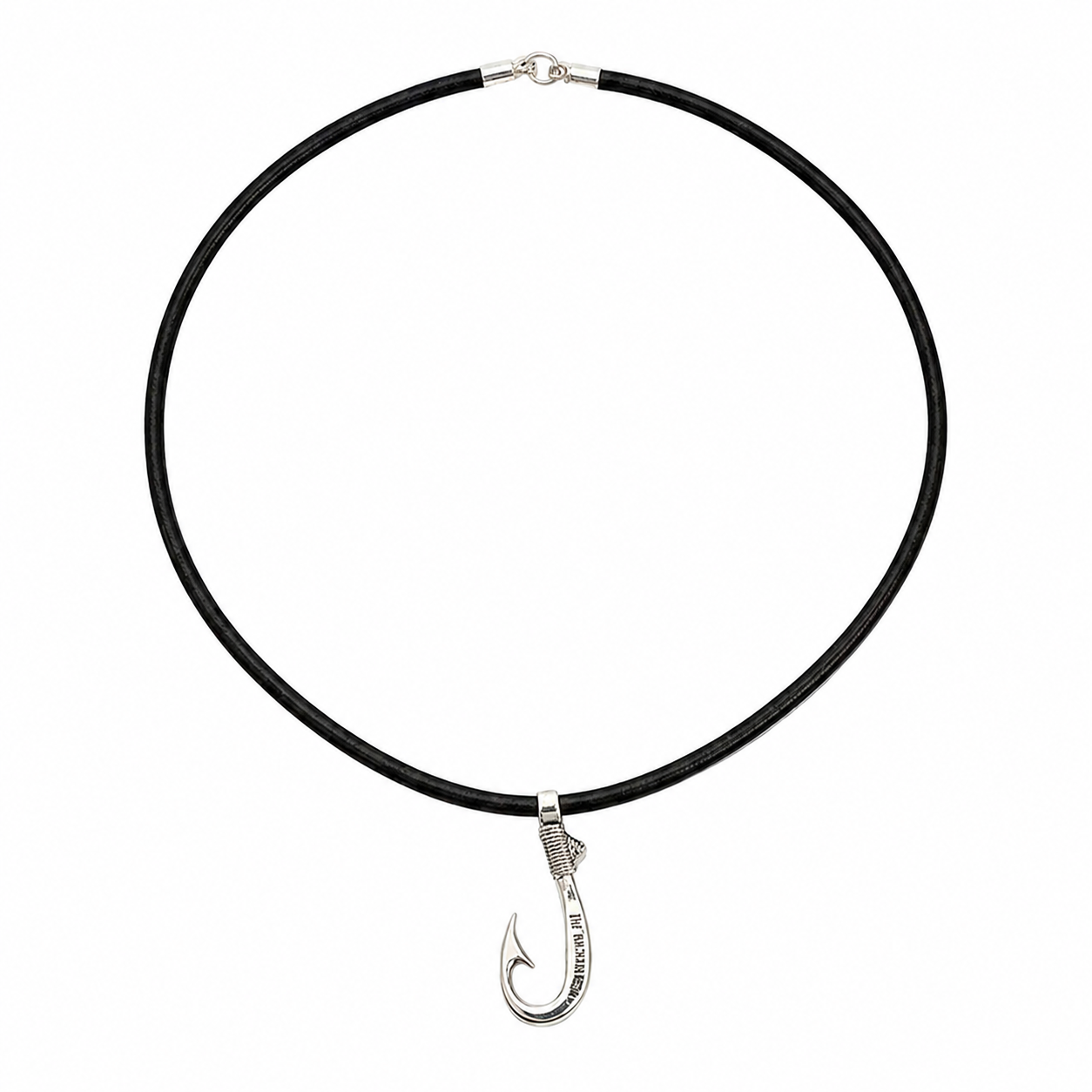 Artisan Legacy Collection Signature Hook with Genuine Leather Necklace – Handcrafted 950 Solid Silver

