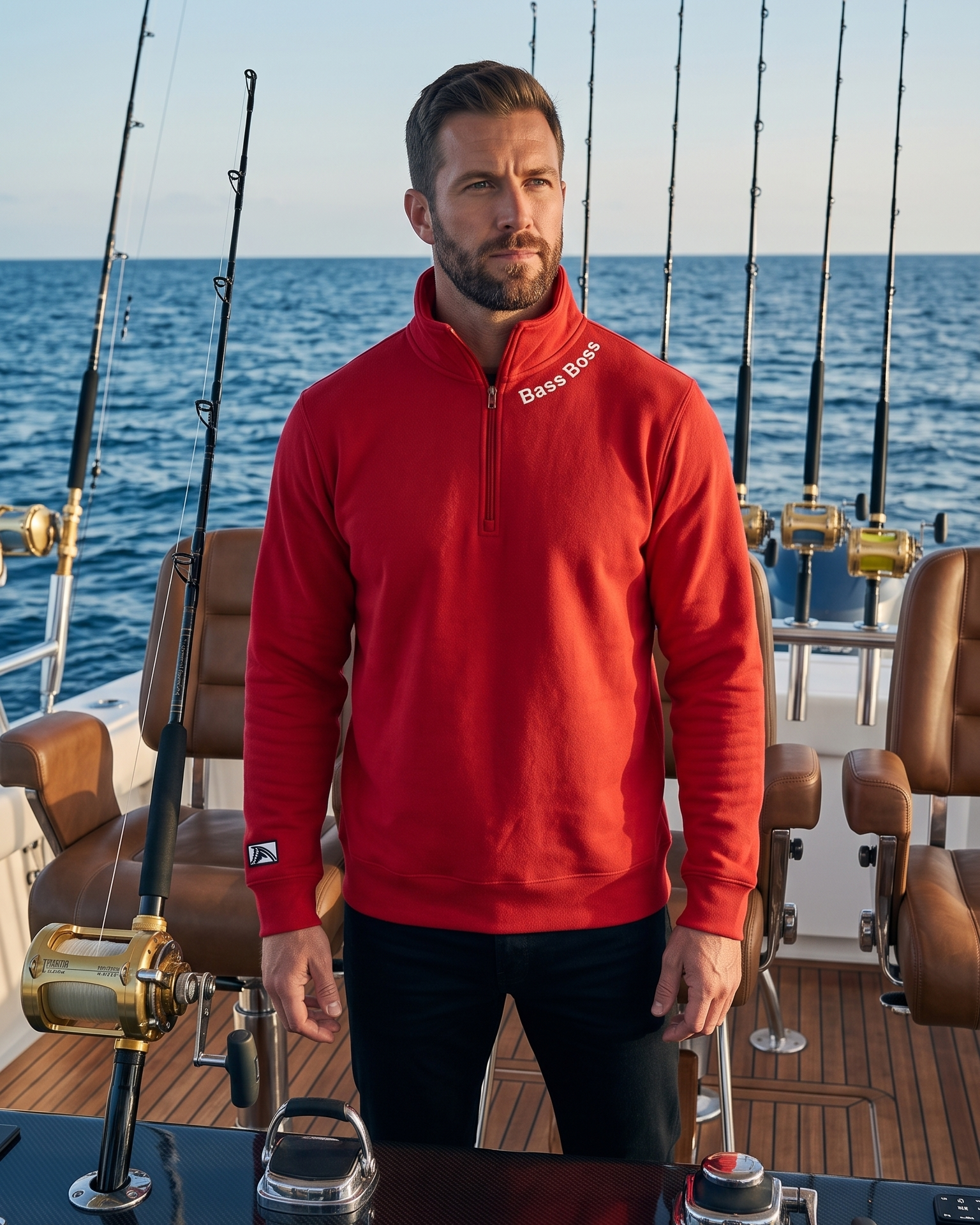 Bass Boss - Fleece 1/4-Zip Pullover Sweatshirt | Unisex Cotton Blend Quarter Zip - Chasing Fin New Collection