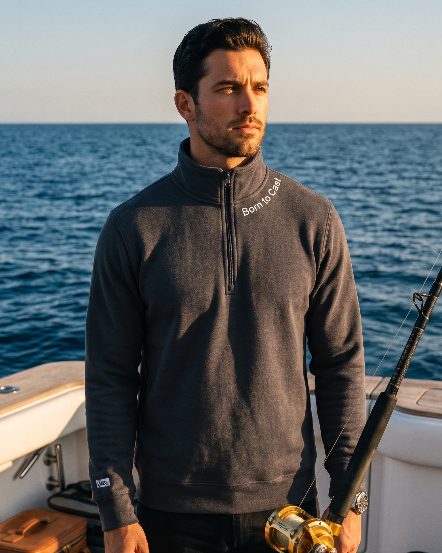 Born to Cast - Fleece 1/4-Zip Pullover Sweatshirt | Unisex Cotton Blend Quarter Zip - Chasing Fin New Collection