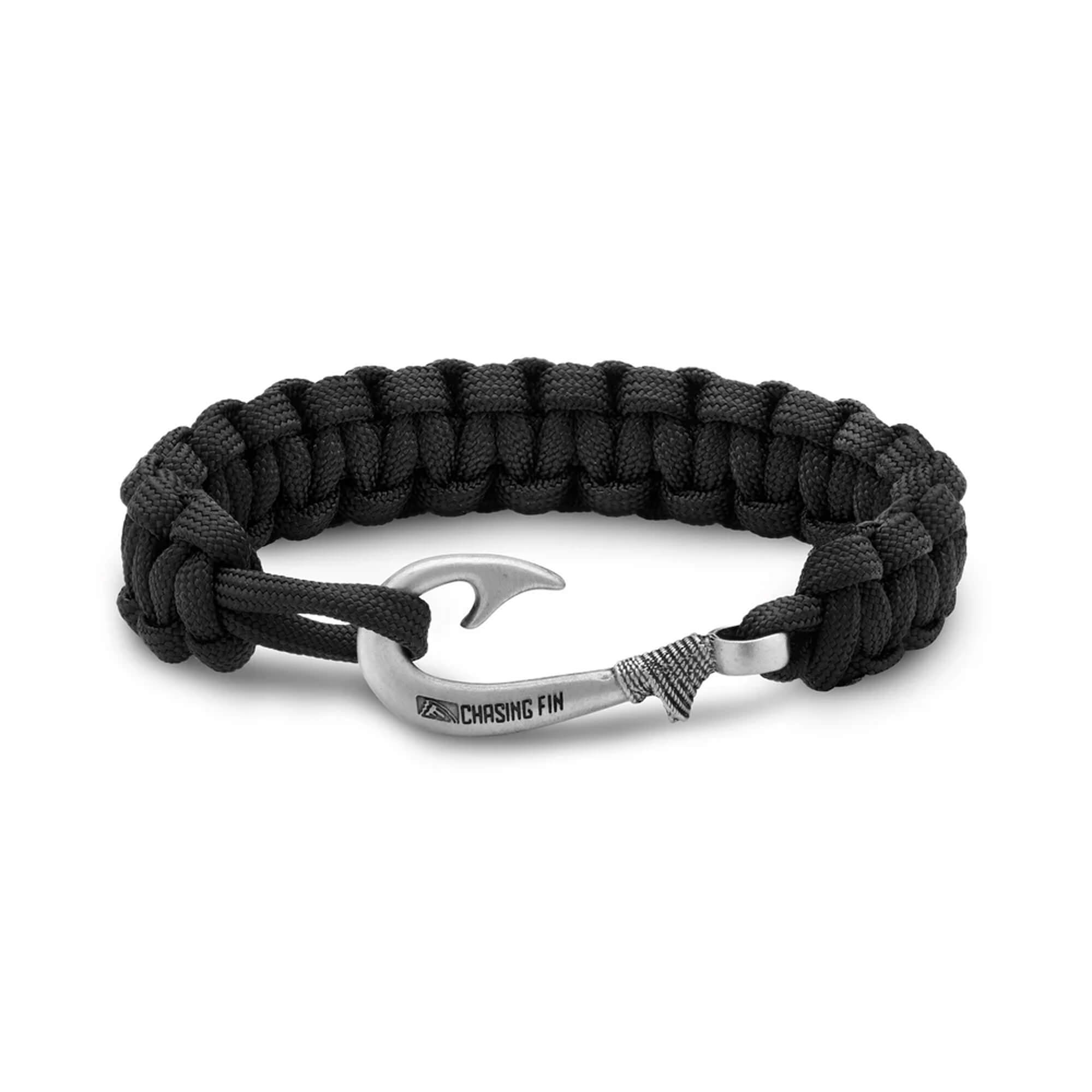 Black Cobra Braid Fish Hook Bracelet
