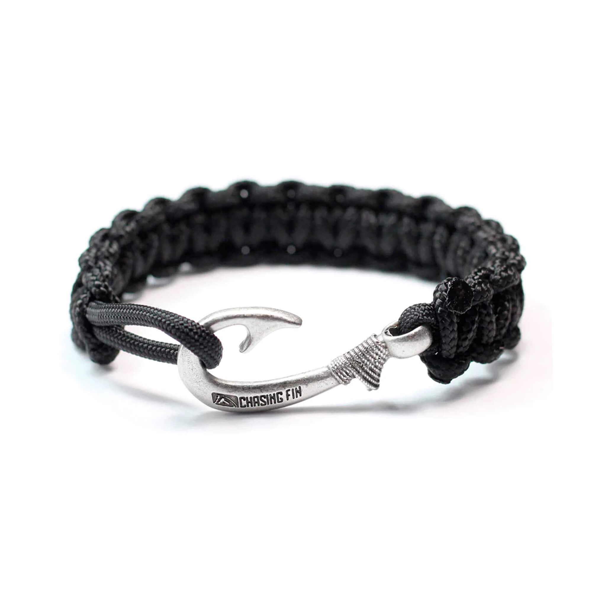 Black Cobra Braid Fish Hook Bracelet
