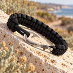 Black Cobra Braid Fish Hook Bracelet