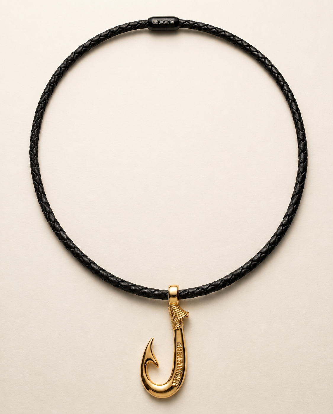 Luxury Gold-Plated Hook Leather Necklace.