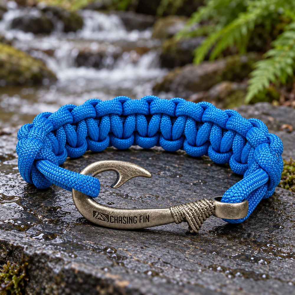 Blue Lake - Northwoods K Hooked Cobra Braid Fish Hook Bracelet
