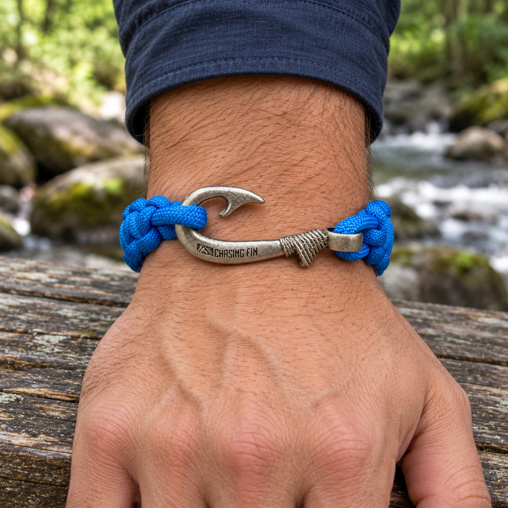 Blue Lake - Northwoods K Hooked Cobra Braid Fish Hook Bracelet