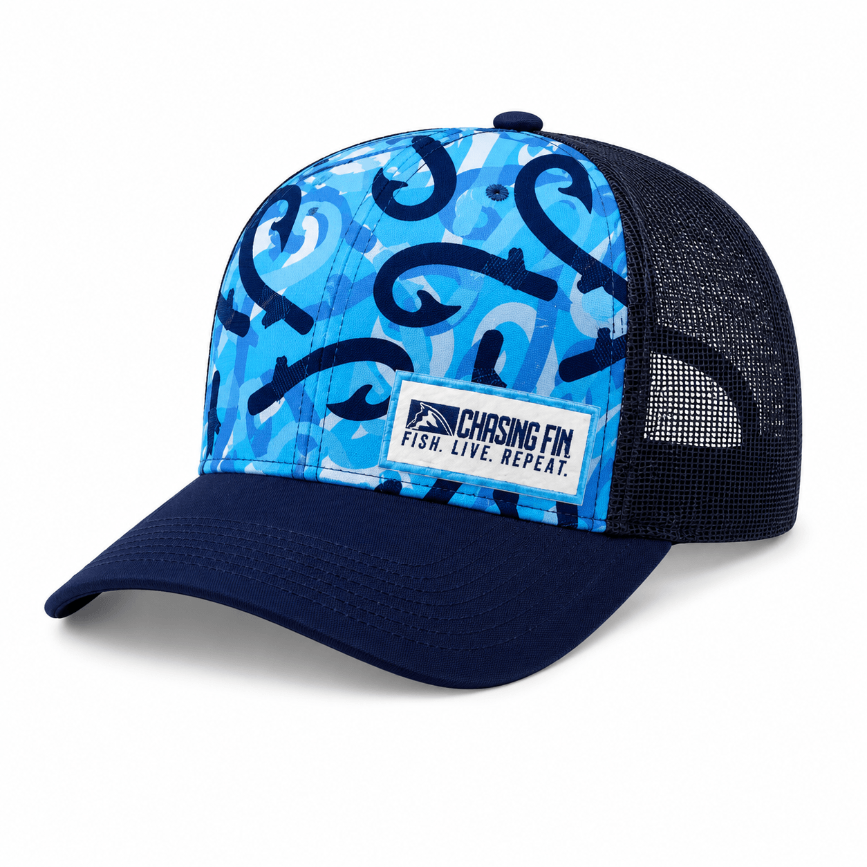 Blue Hook Camo Exclusive Pattern Performance Trucker Hat

