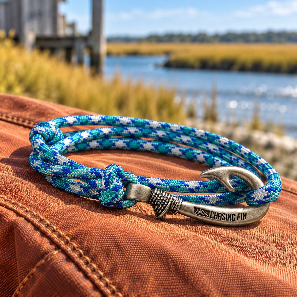 Blue Shock Adjustable Fish Hook Bracelet | Anklet