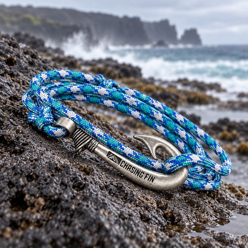 Blue Shock Adjustable Fish Hook Bracelet | Anklet
