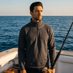 Born to Cast - Fleece 1/4-Zip Pullover Sweatshirt | Unisex Cotton Blend Quarter Zip - Chasing Fin New Collection
