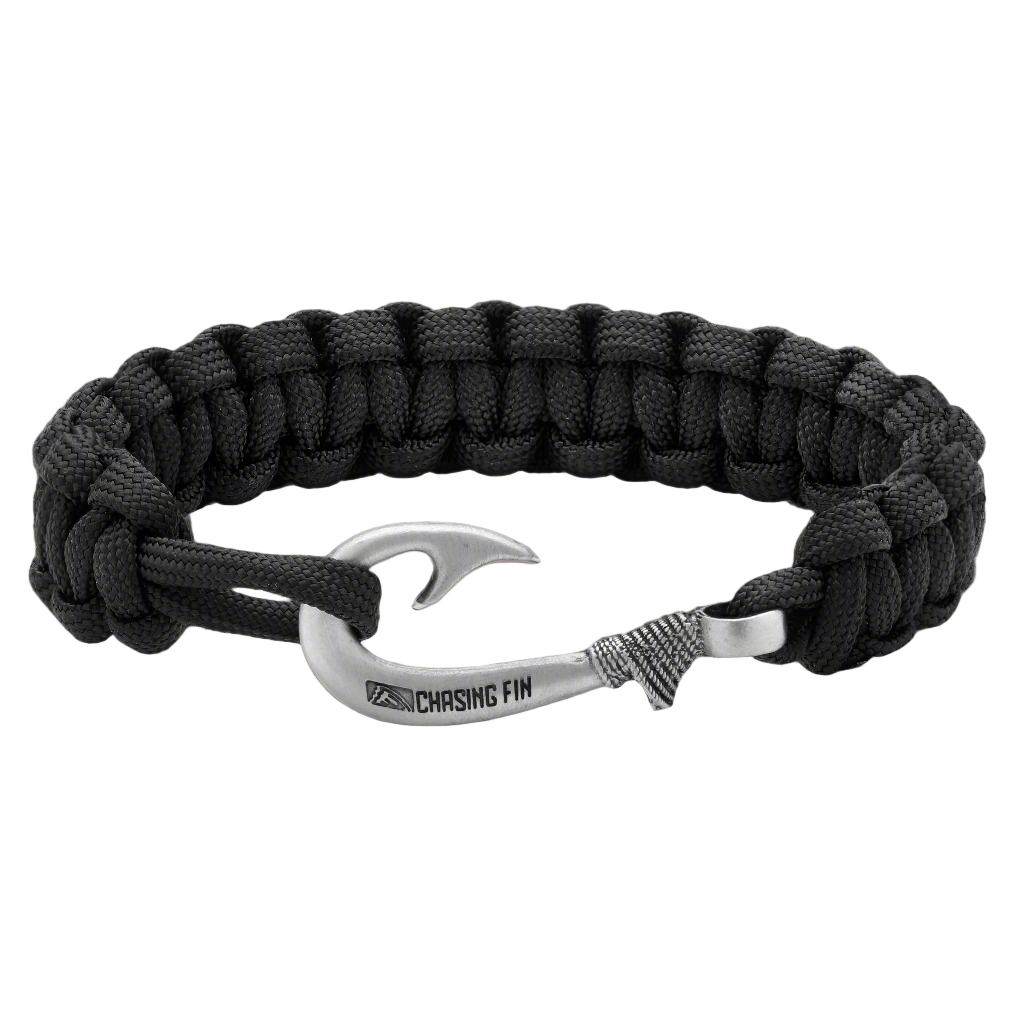 Black Cobra Braid Fish Hook Bracelet