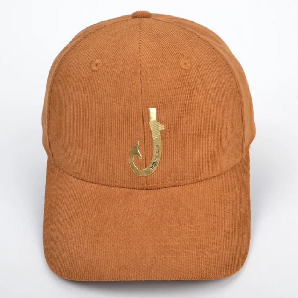 Chasing Fin Heritage Corduroy Hat – Saddle Brown with Gold Patented Fish Hook™
