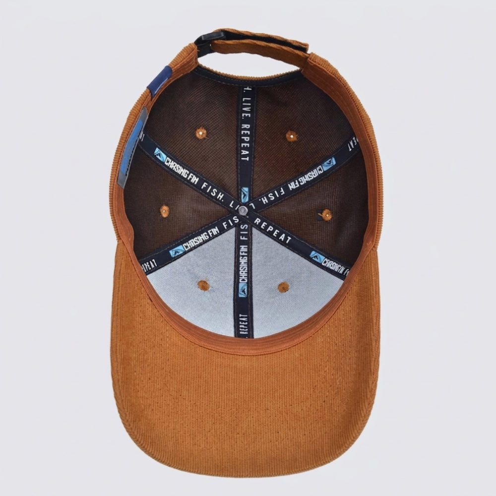 Chasing Fin Heritage Corduroy Hat – Saddle Brown with Gold Patented Fish Hook™
