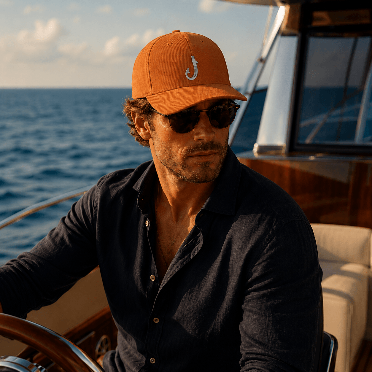 Chasing Fin Heritage Corduroy Hat – Saddle Brown with Silver Patented Fish Hook™

