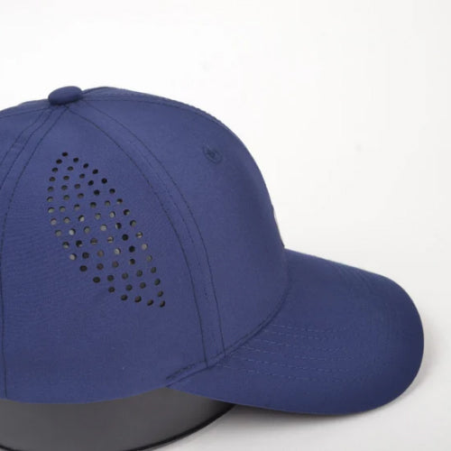 Chasing Fin Navy Performance Hat – Patented Fish Hook™ with Metallic 3D TPU Logo
