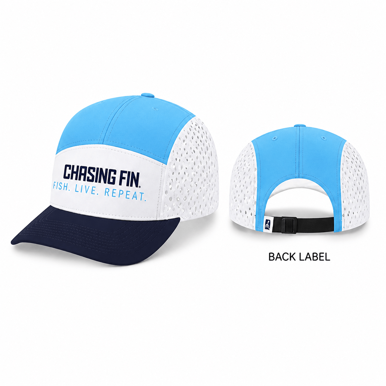 Chasing Fin Performance 5-Panel Hat with Silicone Logo
