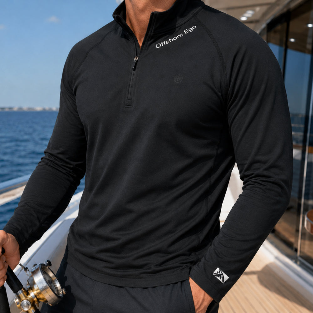 Chasing Fin Premium Performance 1/4 Zip Midweight with "Offshore Ego" Silicone Logo
