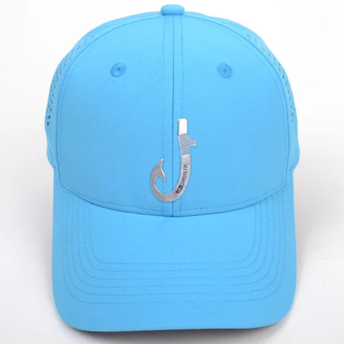 Chasing Fin Sky Blue Performance Hat – Patented Fish Hook™ in 3d Logo
