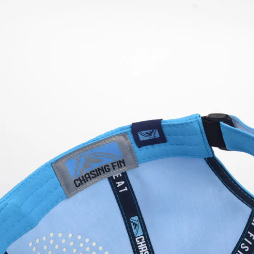 Chasing Fin Sky Blue Performance Hat – Patented Fish Hook™ in 3d Logo
