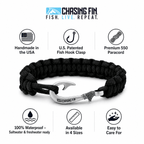 Black Cobra Braid Fish Hook Bracelet