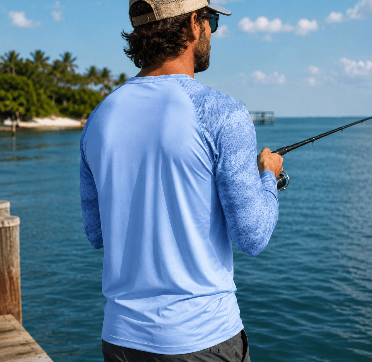 Pro Fin Camo Kona Performance Long Sleeve Shirt in Aqua