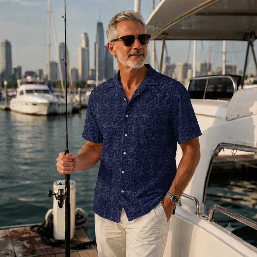 Compass Hook Pattern Midweight Performance Button-Up
