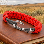 New Slim Cobra Braid Fish Hook Bracelet (Neon Orange & Gray)