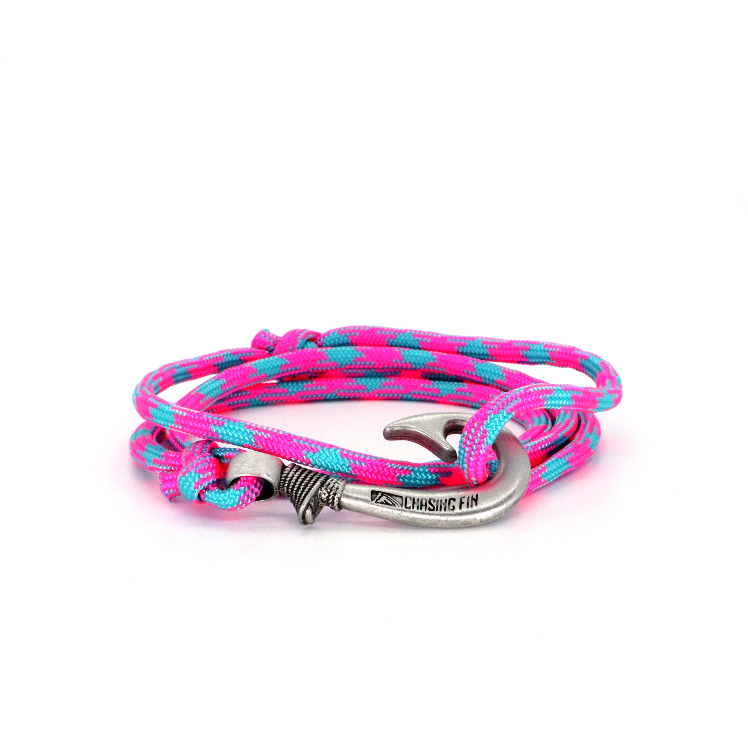 Cotton Candy Adjustable Fish Hook Bracelet- Glow with black light

