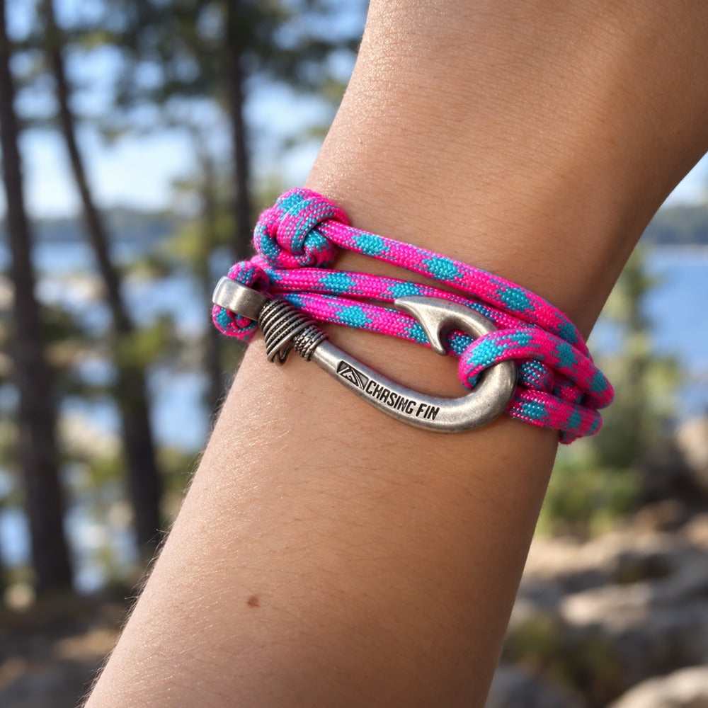 Cotton Candy Adjustable Fish Hook Bracelet- Glow Under Black Light