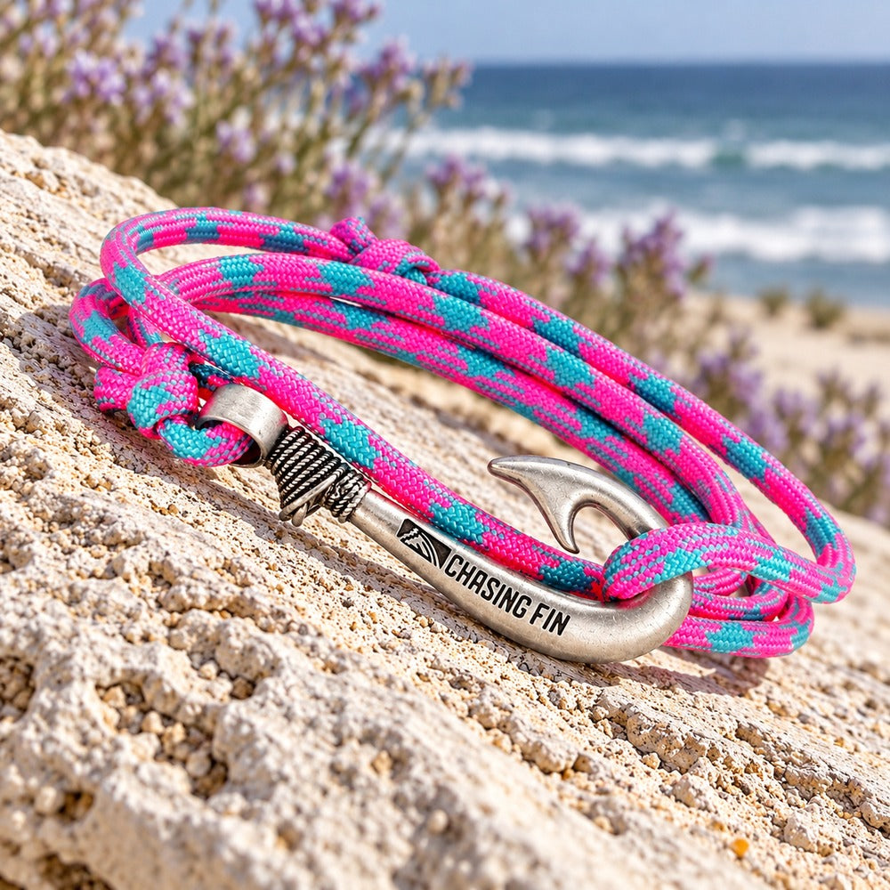 Cotton Candy Adjustable Fish Hook Bracelet- Glow Under Black Light